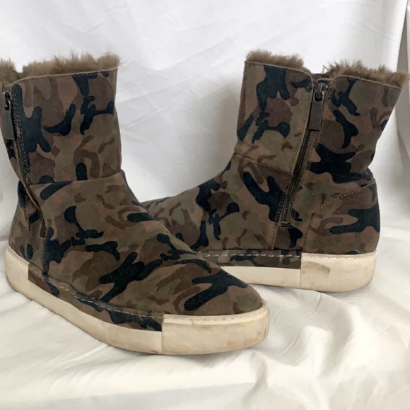 J/SLIDES Victory Camouflage Platform Suede Zip Sides Sneaker Boots - Picture 7 of 7